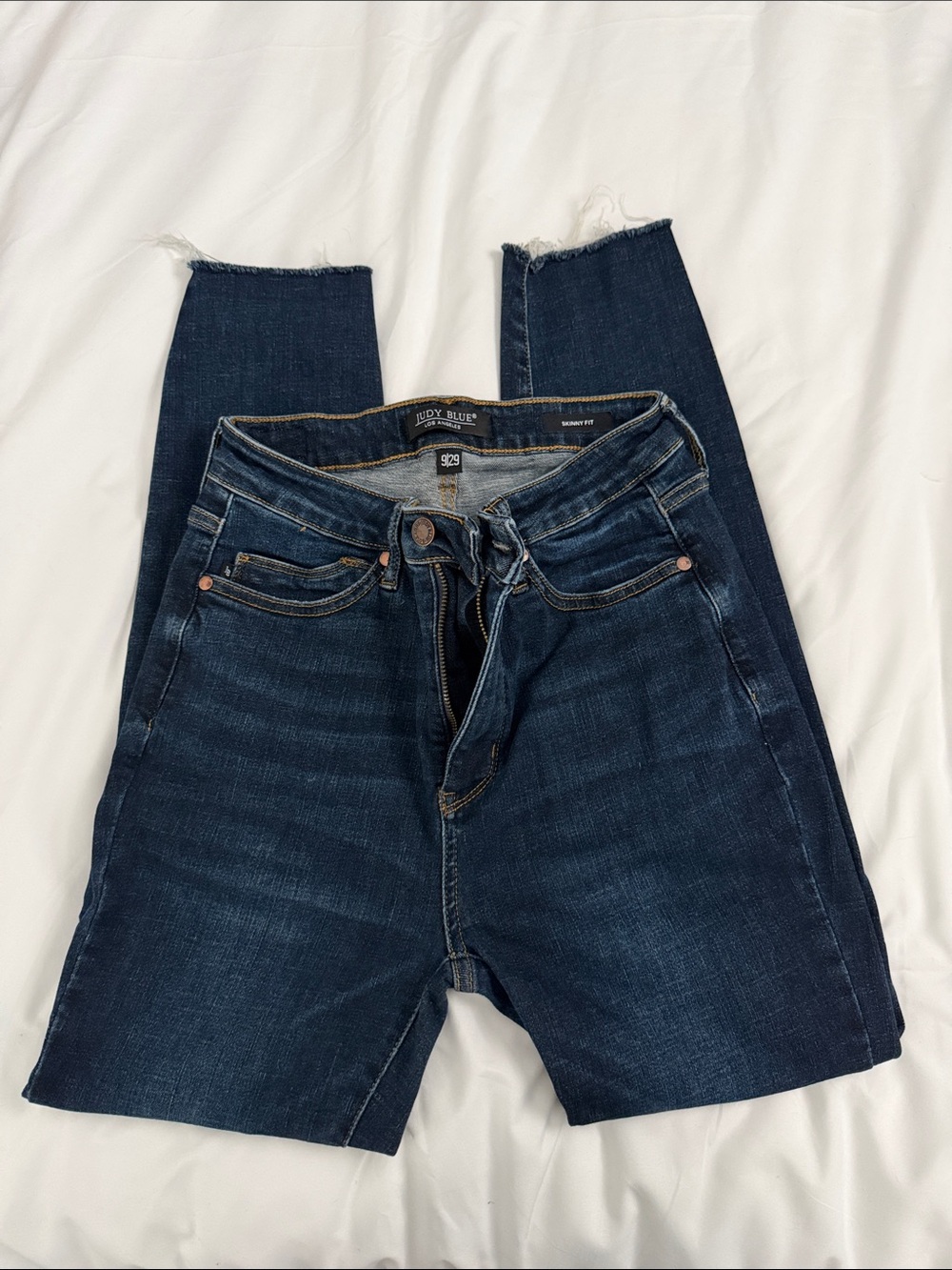 Judy Blue Dark Indigo Raw Hem High-Rise Skinny Jeans